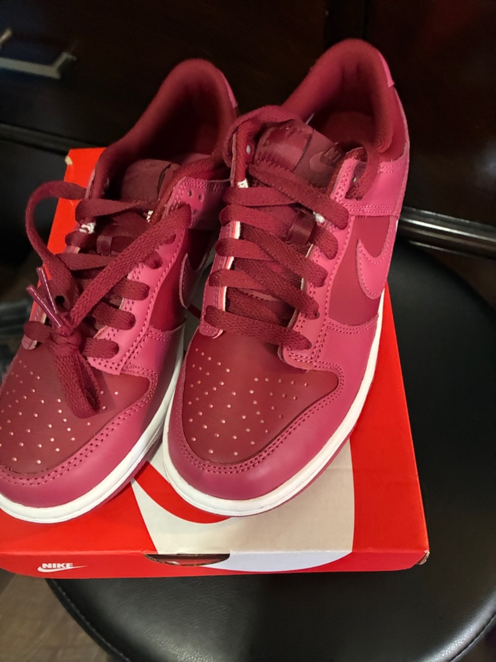 Nike Two-Tone Burgundy and Pink Low-Top Sneakers Dunks
